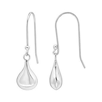 Aleure Precioso Sterling Silver Polished Teardrop Fishhook Earrings