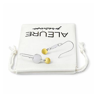 Aleure Precioso Sterling Silver Ball & Circular Disc Drop Fishhook Earrings