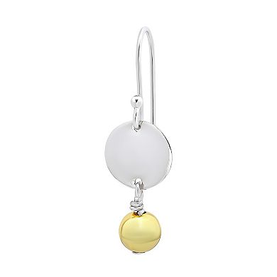 Aleure Precioso Sterling Silver Ball & Circular Disc Drop Fishhook Earrings