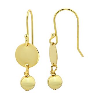 Aleure Precioso Sterling Silver Ball & Circular Disc Drop Fishhook Earrings