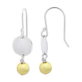 Aleure Precioso Sterling Silver Ball & Circular Disc Drop Fishhook Earrings
