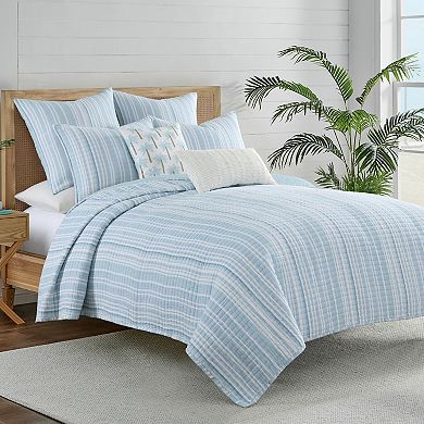 Levtex Home Boracay Stripe Crewel Palm Tree Decorative Throw Pillow