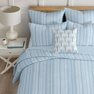 Levtex Home Boracay Stripe Crewel Palm Tree Decorative Throw Pillow
