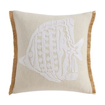 Levtex Home Seaside Charm Crewel Fish Decorative Throw Pillow