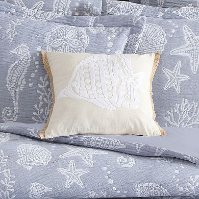 Levtex Home Seaside Charm Crewel Fish Decorative Throw Pillow