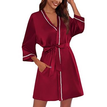 Ekouaer Women Satin Robe Bride Bridesmaid Short Kimono Wedding Robes Silky Bathrobes Summer