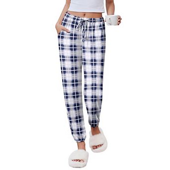 Ekouaer Womens Jogger Pajamas Pants Comfy Long Lounge Bottom Drawstring Elastic Waist Sleep Pants