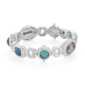 Napier Silver Tone Simulated Blue Stone Stretch Bracelet