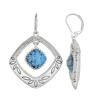 Napier Silver Tone Simulated Blue Stone Orbital Earrings