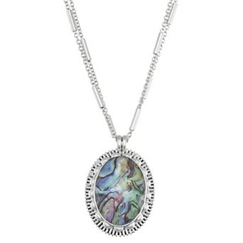 Napier Silver Tone Simulated Stone Pendant Necklace