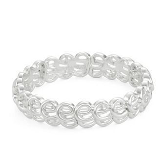 Napier Silver Tone Rings Stretch Bracelet