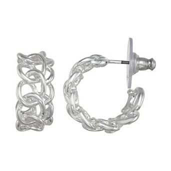 Napier Silver Tone Rings C-Hoop Earrings