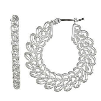 Napier Silver Tone Rings Hoop Earrings