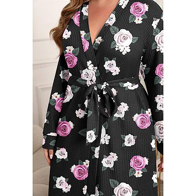 Ekouaer Women Robe Waffle Knit Bathrobe Short Lightweight Kimono Robes with Pockets Maternity Robe