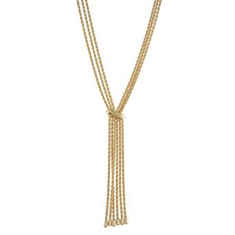 Napier Gold Tone Golden Ropes Fringe Pendant Necklace