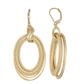 Napier Gold Tone Golden Ropes Orbital Dangle Earrings