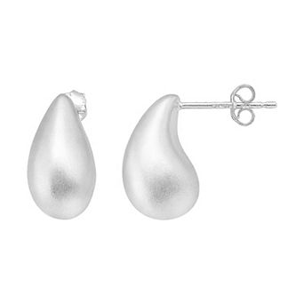 Aleure Precioso Sterling Silver Sandblast Texture Sculpted Chunky Teardrop Earrings