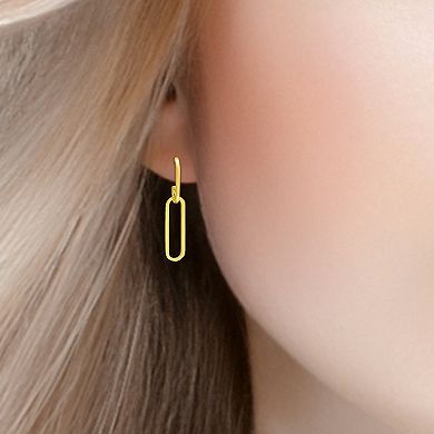 Aleure Precioso Sterling Silver Sandblast Texture & Polished Paperclip Drop Earrings