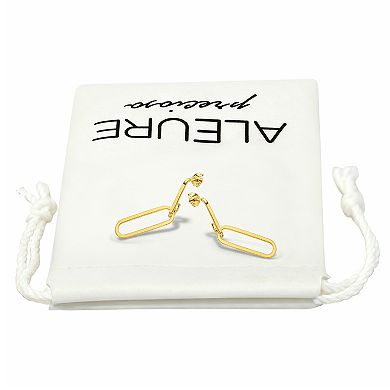 Aleure Precioso Sterling Silver Sandblast Texture & Polished Paperclip Drop Earrings