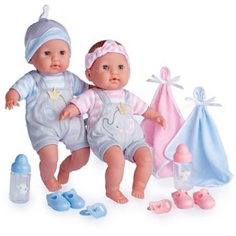 JC Toys Twin Nonis Boutique 15-Inch Realistic Soft Body Baby Dolls with Open/Close Eyes