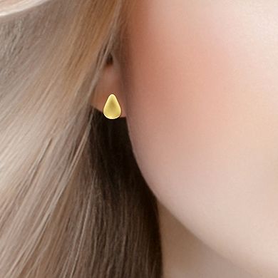Aleure Precioso Sterling Silver Sandblast Texture Teardrop Shape Post Earrings