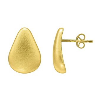 Aleure Precioso Sterling Silver Sandblast Texture Teardrop Shape Post Earrings