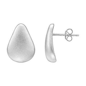 Aleure Precioso Sterling Silver Sandblast Texture Teardrop Shape Post Earrings