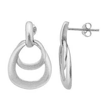 Aleure Precioso Sterling Silver Double Interlocking Teardrop Earrings