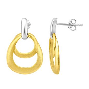 Aleure Precioso Sterling Silver Double Interlocking Teardrop Earrings