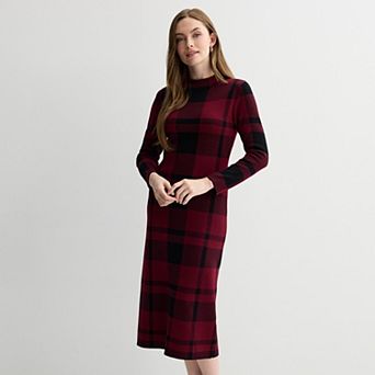 Women's Sandra Darren Long Sleeve Mock Neck Sweater Dress