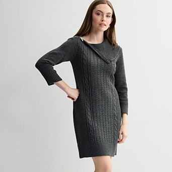 Women's Sandra Darren Long Sleeve Zip Sweater Dress