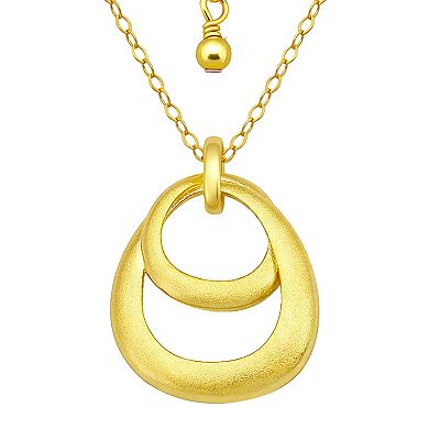 Aleure Precioso Sterling Silver Double Interlocking Teardrop Pendant Necklace