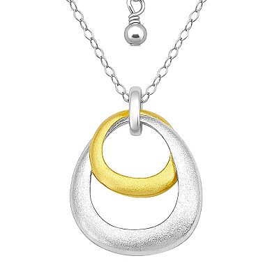 Aleure Precioso Sterling Silver Double Interlocking Teardrop Pendant Necklace