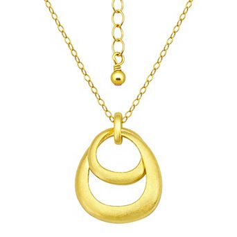 Aleure Precioso Sterling Silver Double Interlocking Teardrop Pendant Necklace