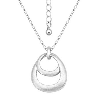 Aleure Precioso Sterling Silver Double Interlocking Teardrop Pendant Necklace