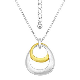 Aleure Precioso Sterling Silver Double Interlocking Teardrop Pendant Necklace