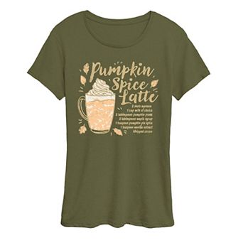 Women's Pumpkin Spice Latte Recipe Graphic Tee