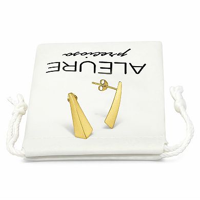 Aleure Precioso Sterling Silver Sandblast Texture Knife Edge Inverted Triangle Post Earrings