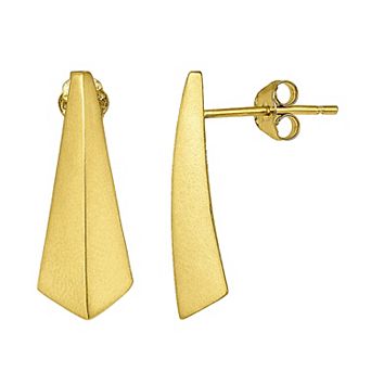 Aleure Precioso Sterling Silver Sandblast Texture Knife Edge Inverted Triangle Post Earrings