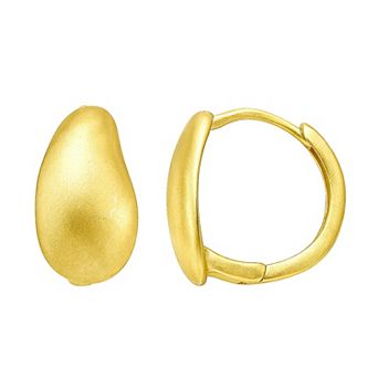 Aleure Precioso Sterling Silver Sandblast Texture Sculptured Oval Leverback Huggie Earrings