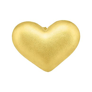 Aleure Precioso Sterling Silver Sandblast Texture Heart Button Stud Earrings