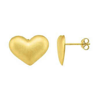 Aleure Precioso Sterling Silver Sandblast Texture Heart Button Stud Earrings