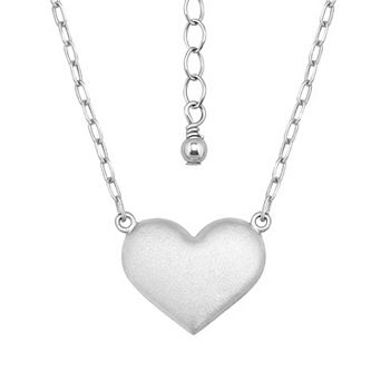 Aleure Precioso Sterling Silver Sandblast Texture Heart Pendant Necklace