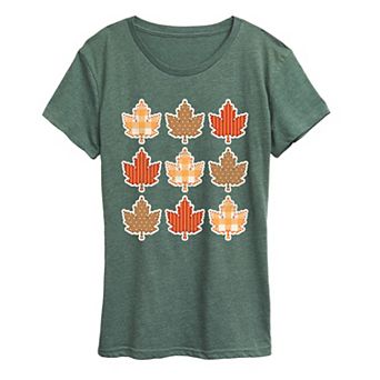 Women's Fall Leaves Pattern Graphic Tee
