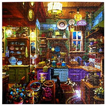 eeBoo Midnight Kitchen 1000 pc Jigsaw Puzzle Relaxing Nighttime Home Scene