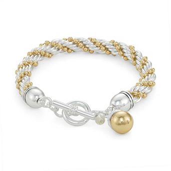Napier Two Tone Metal Mix Flex Bracelet