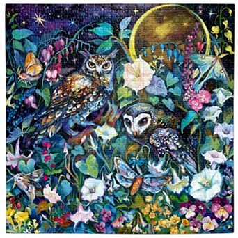 eeBoo Moon Garden 1000 pc Jigsaw Puzzle Nighttime Owls Nature Scene