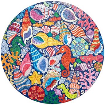 eeBoo Piece & Love 500 pc Round Jigsaw Puzzle Underwater Ocean Theme