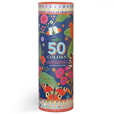eeBoo Double-Sided Colored Pencils 25-Piece Foil Design Storage Tube Artist-Quality