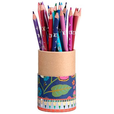 eeBoo Double-Sided Colored Pencils 25-Piece Foil Design Storage Tube Artist-Quality